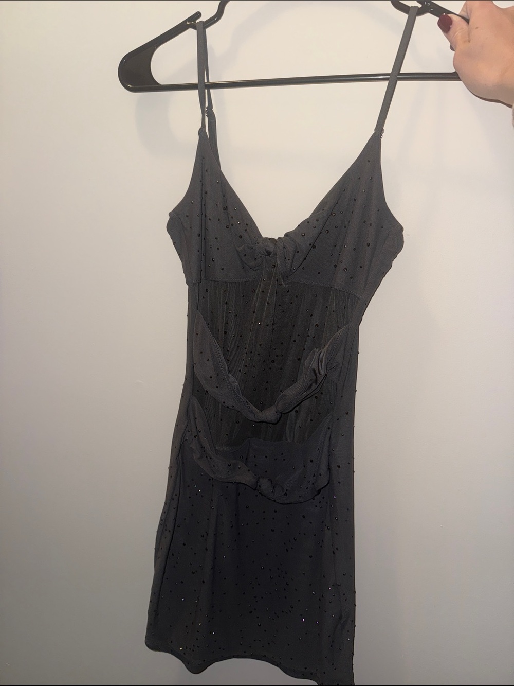 White Fox Boutique Black Sparkle Strapless Slip Dress